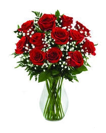 Dozen Roses Flower Arrangement